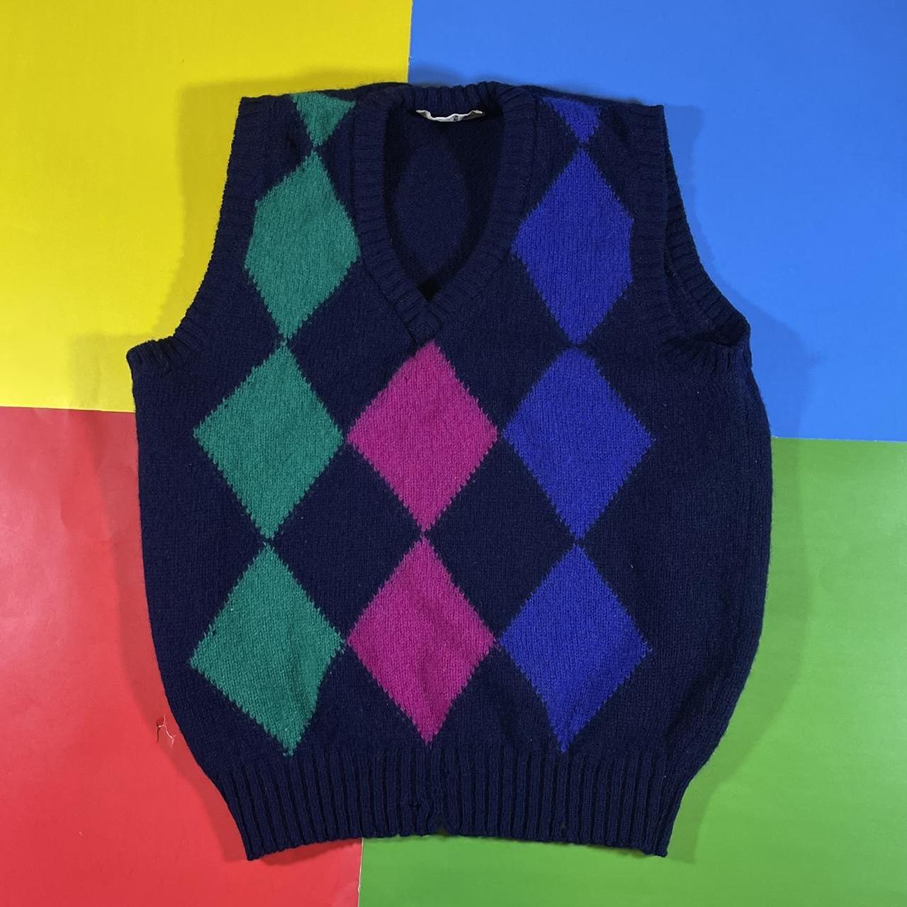 Men's Navy and Pink Jumper Depop