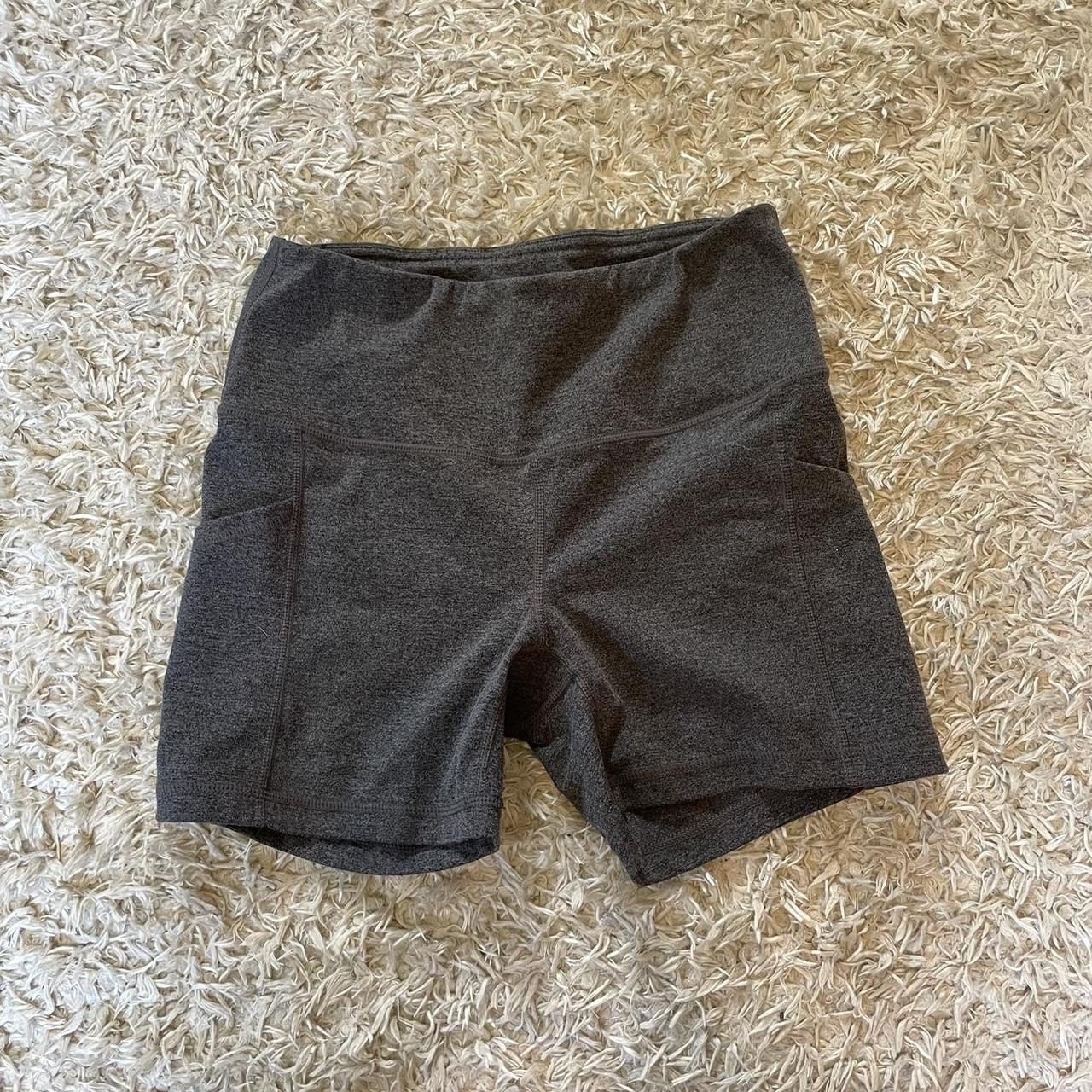 grey active life biker shorts size m! super cute and... - Depop