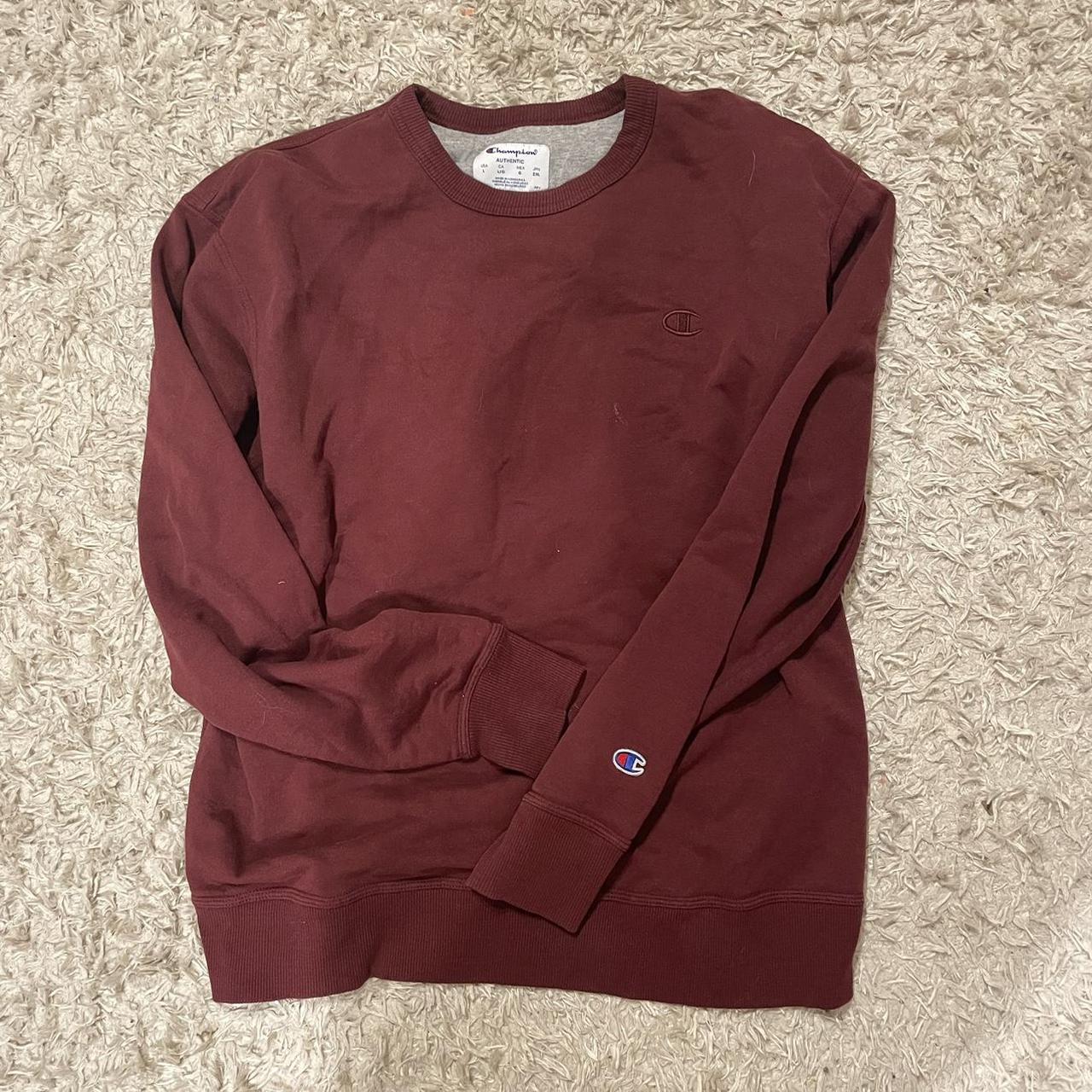 Large Maroon Champion Crewneck Small Hole Pictured - Depop