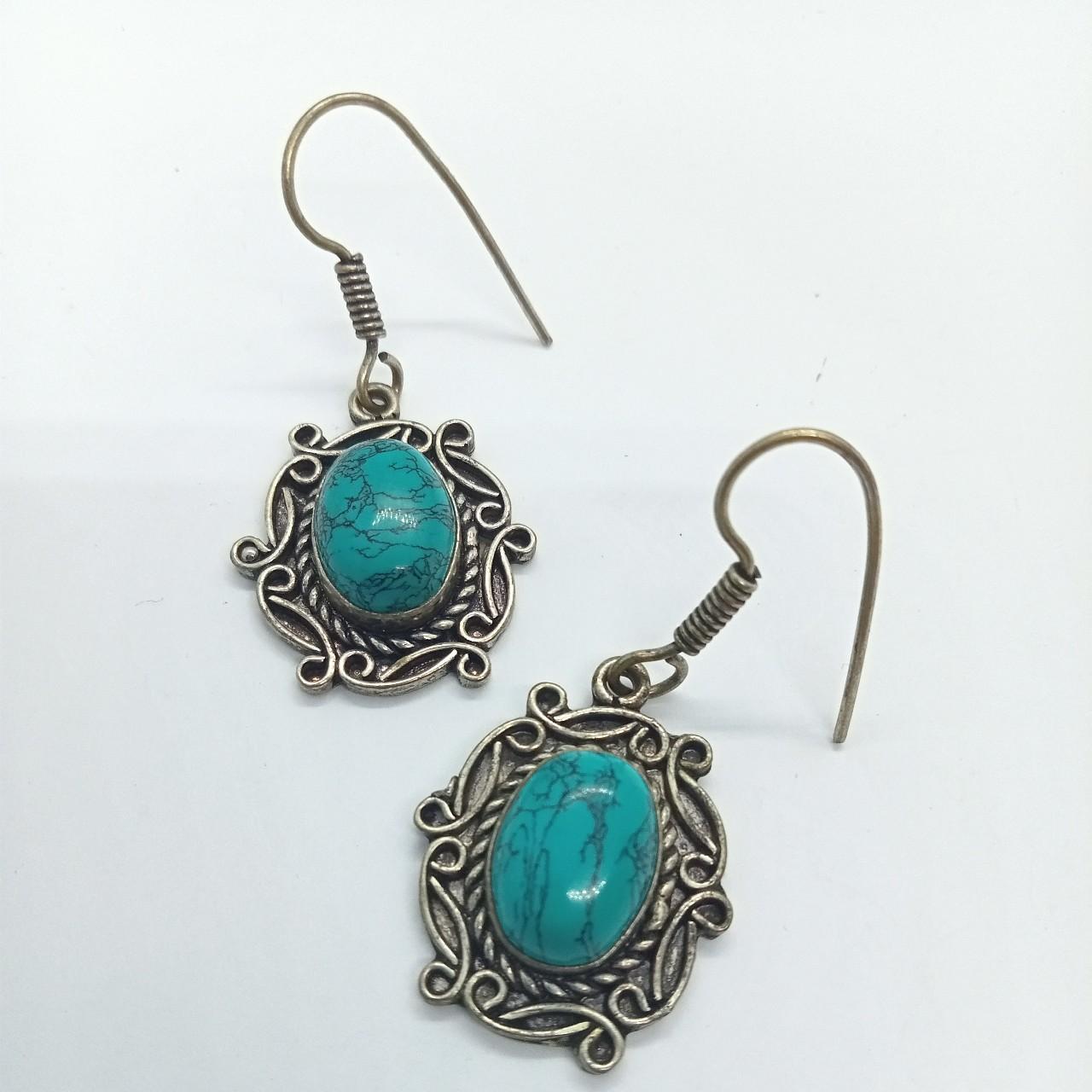 Vintage faux turquoise dangle... - Depop