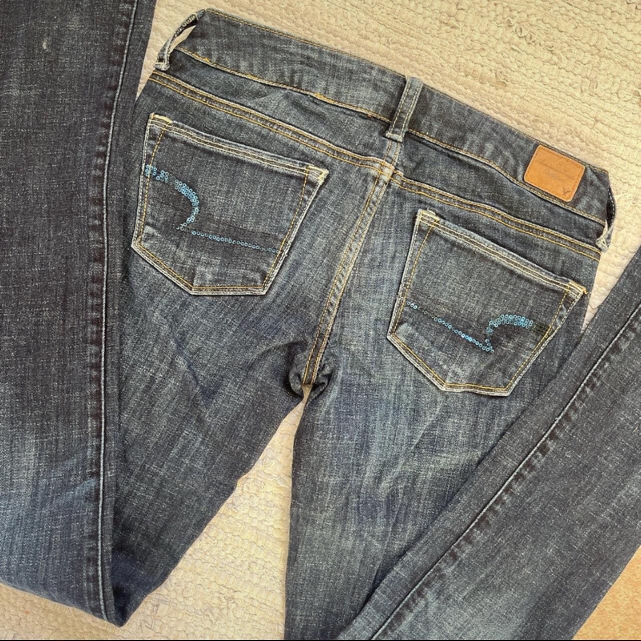 American Eagle outfitters low waisted flared jeans... - Depop