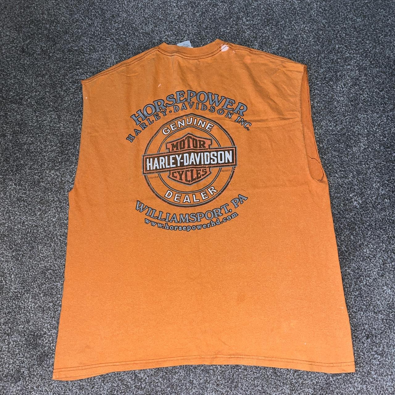 Harley Davidson sleeveless orange vest in size XL... - Depop