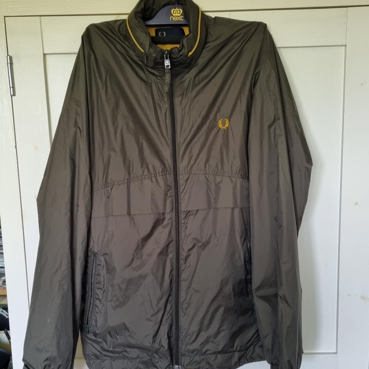 Fred Perry zip up waterproof jacket olive and... - Depop