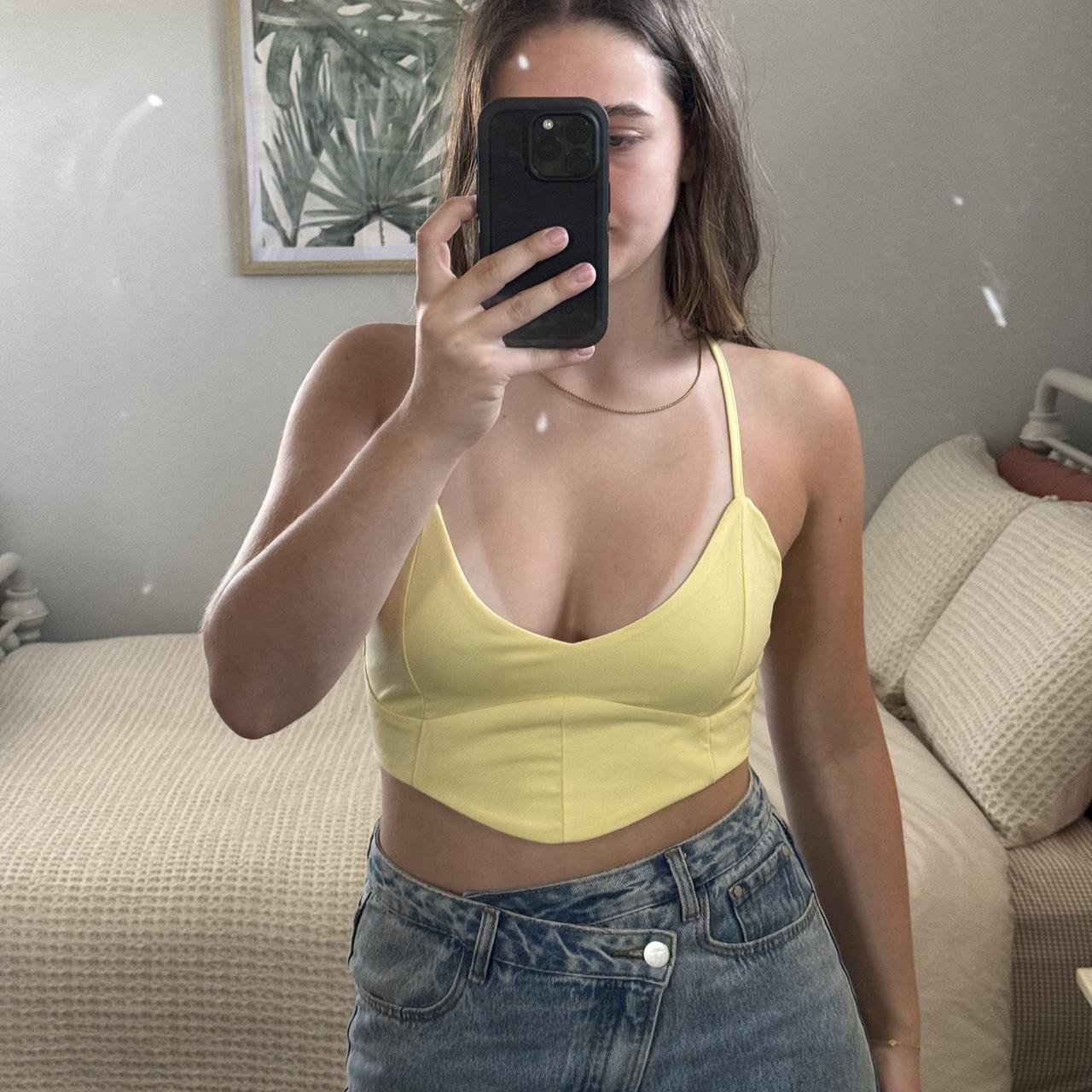 CIDER Yellow Tie Top Size M Depop