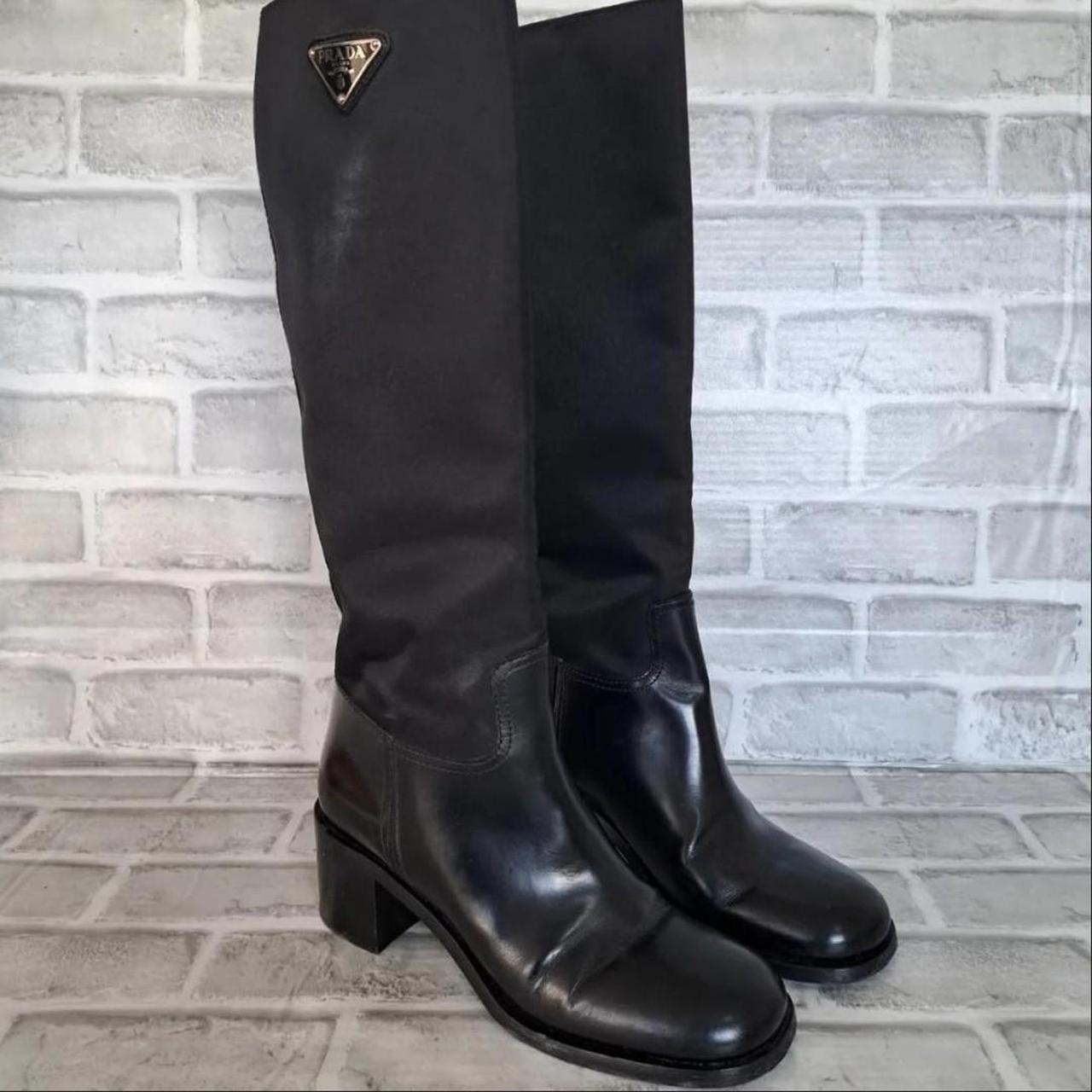 Prada Milano Size 39 Black Knee High Boots Block. Depop