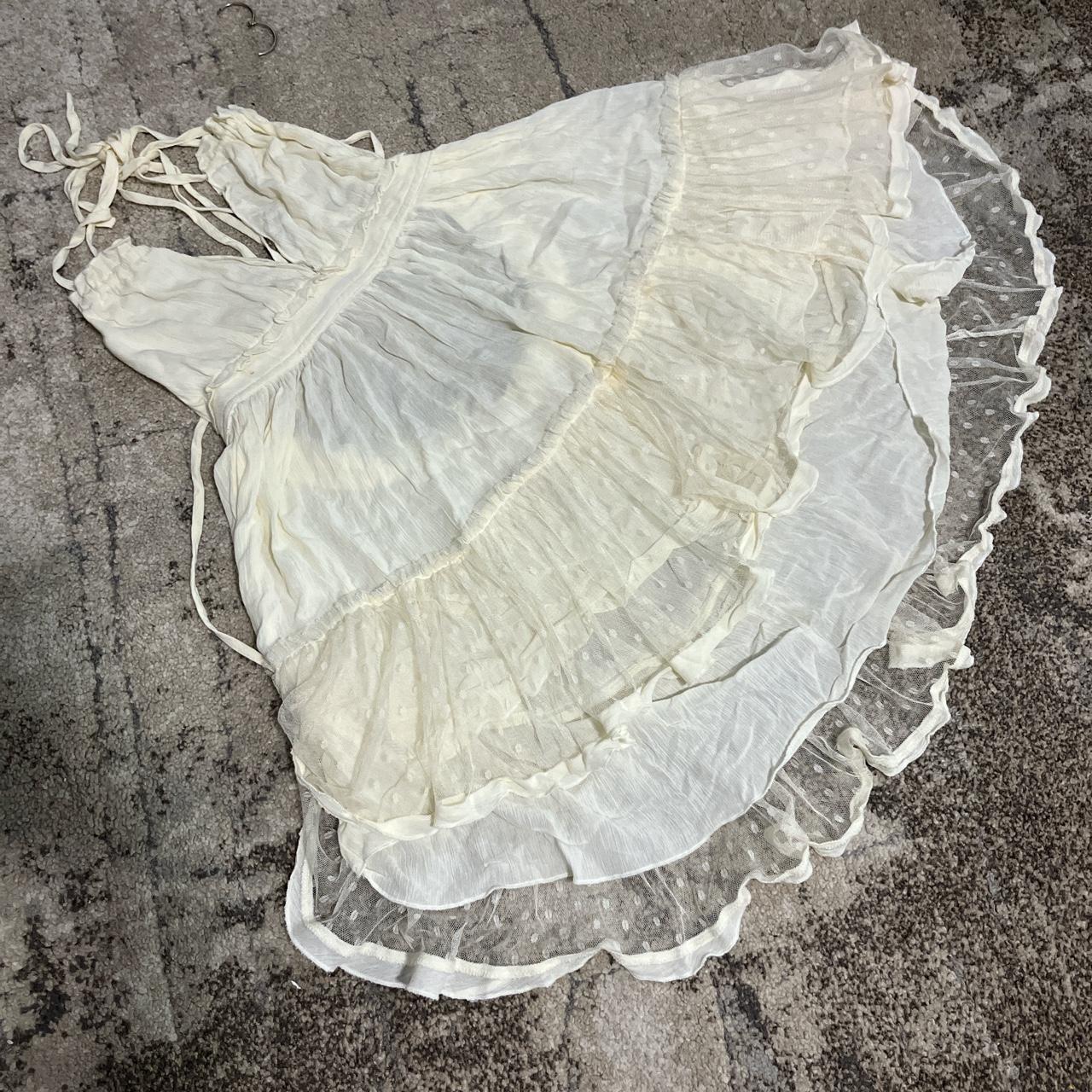 Women's Cream and White Dress | Depop
