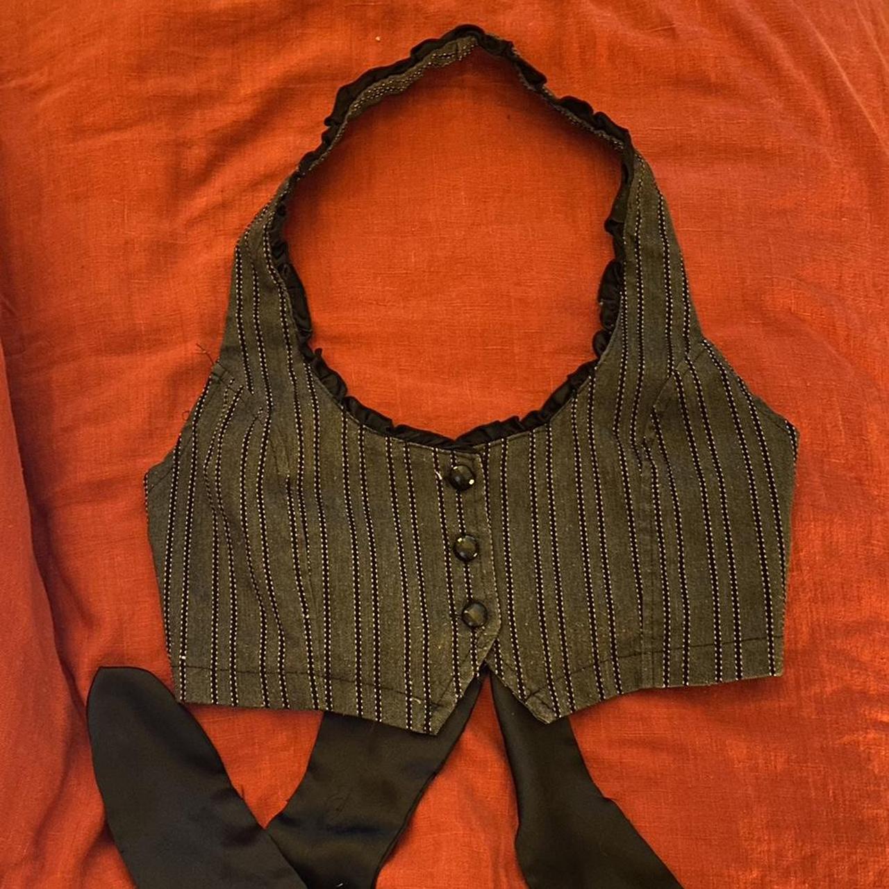 halter neck fitted vest with adjustable tie in the... - Depop