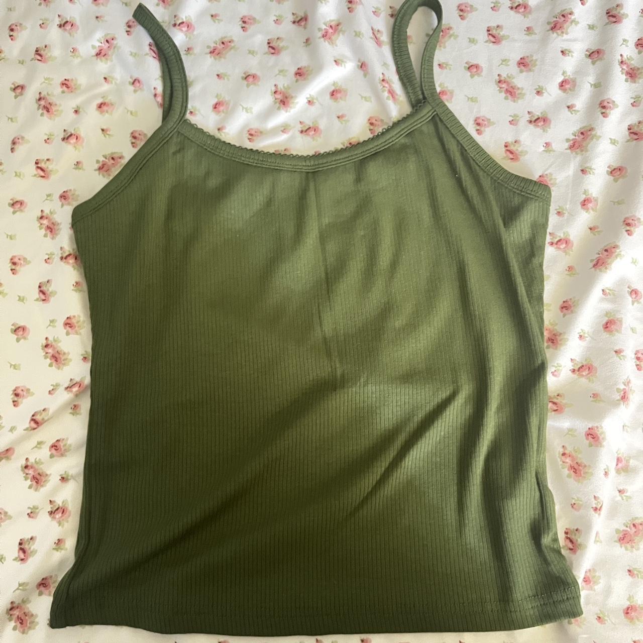 Army green tank top Size L Measurments are Waist/... - Depop