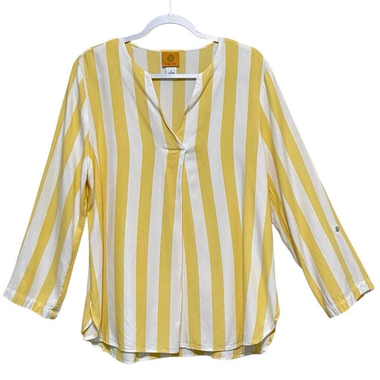 Ruby Rd. Women's Blouse - Yellow/White - L – Ruby… - image 1