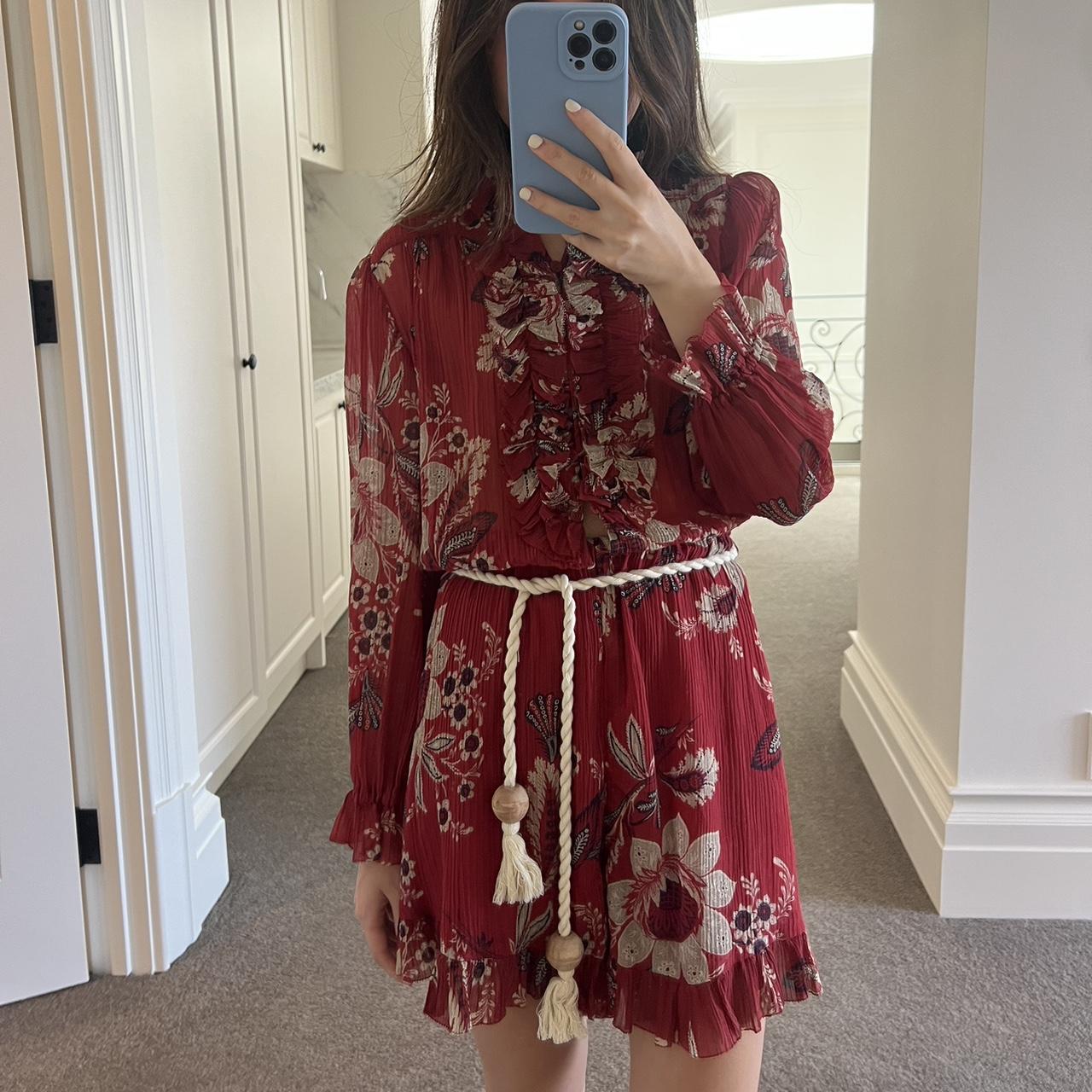 Zimmermann juno floral red playsuit Size Depop