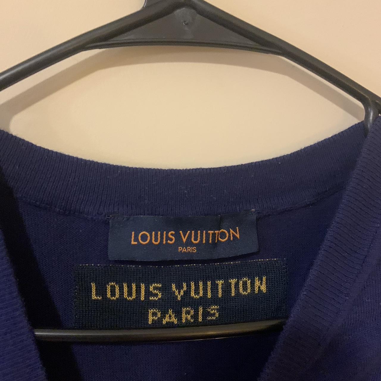 Louis Vuitton blue Knit T-Shirt Worn with care Made - Depop