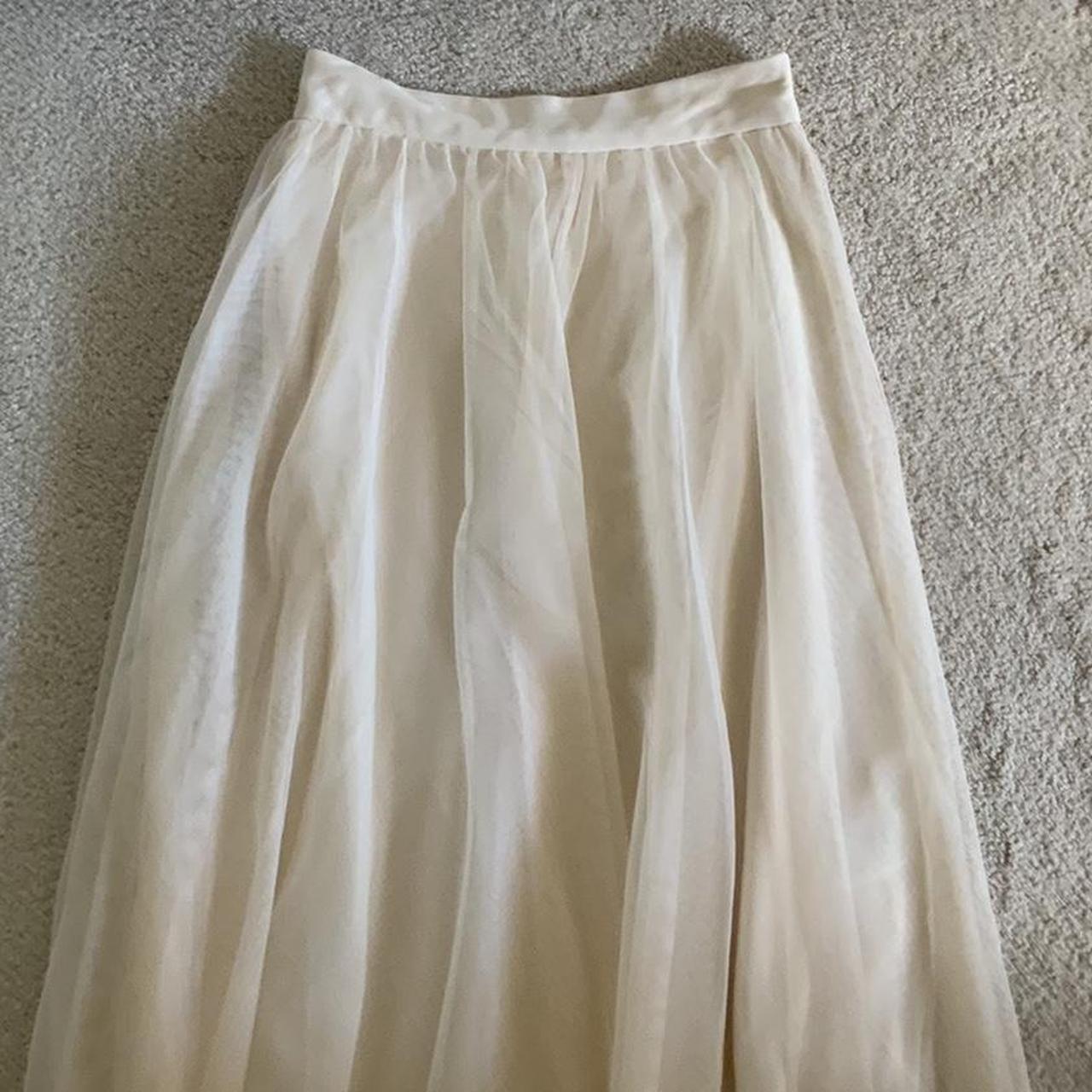 Cream midi tulle mesh skirt Ankle length - Depop