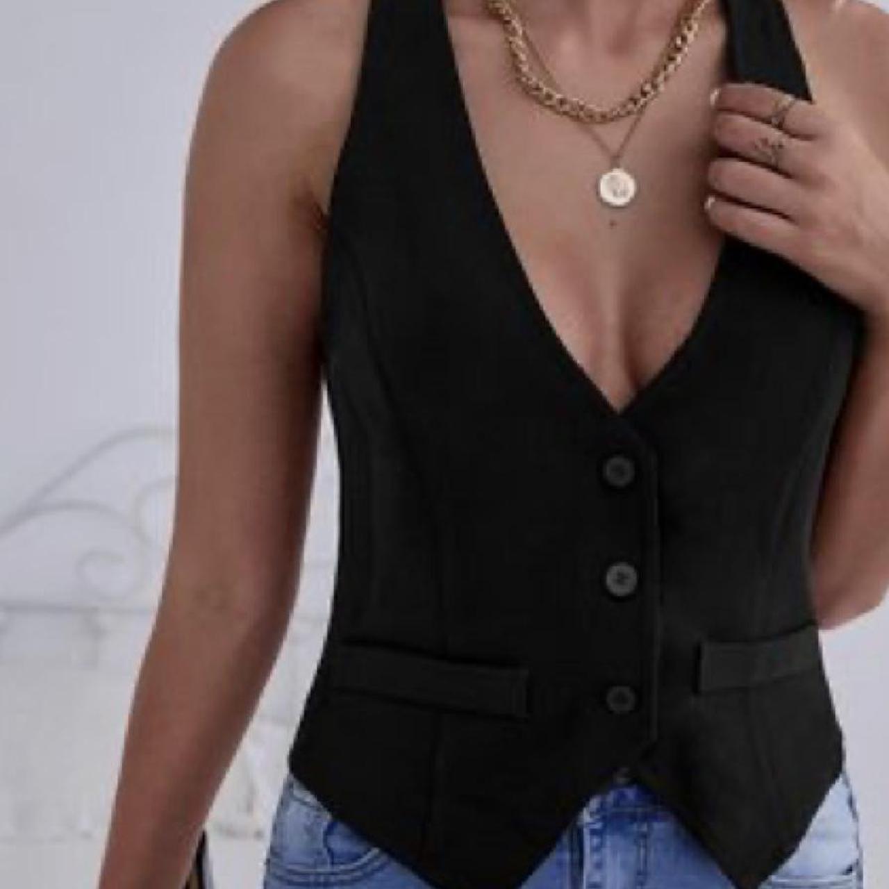 Product Image 1 - Black Y2K button vest. Size