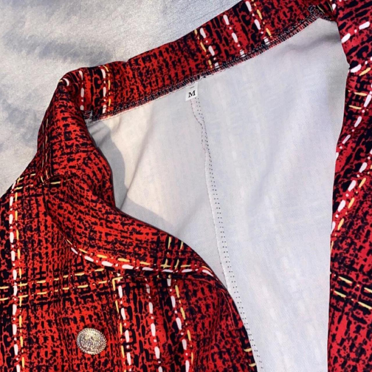 Red tweed look blazer size medium best fits 8-10 the... - Depop