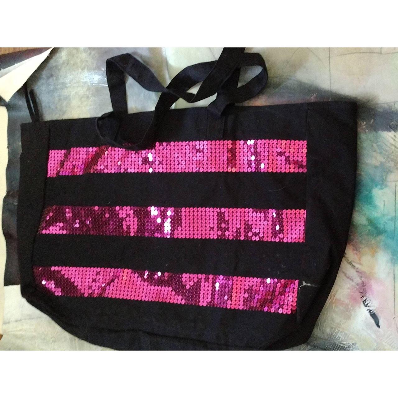 Victorias Secret Large Black Canvas Tote Bag Bling Depop 2901