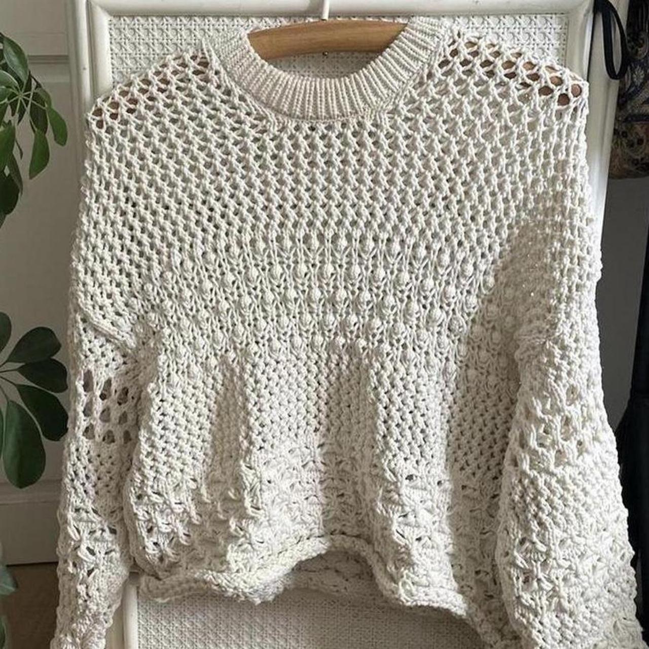 zara knit crochet cream sweater/jumper really soft Depop