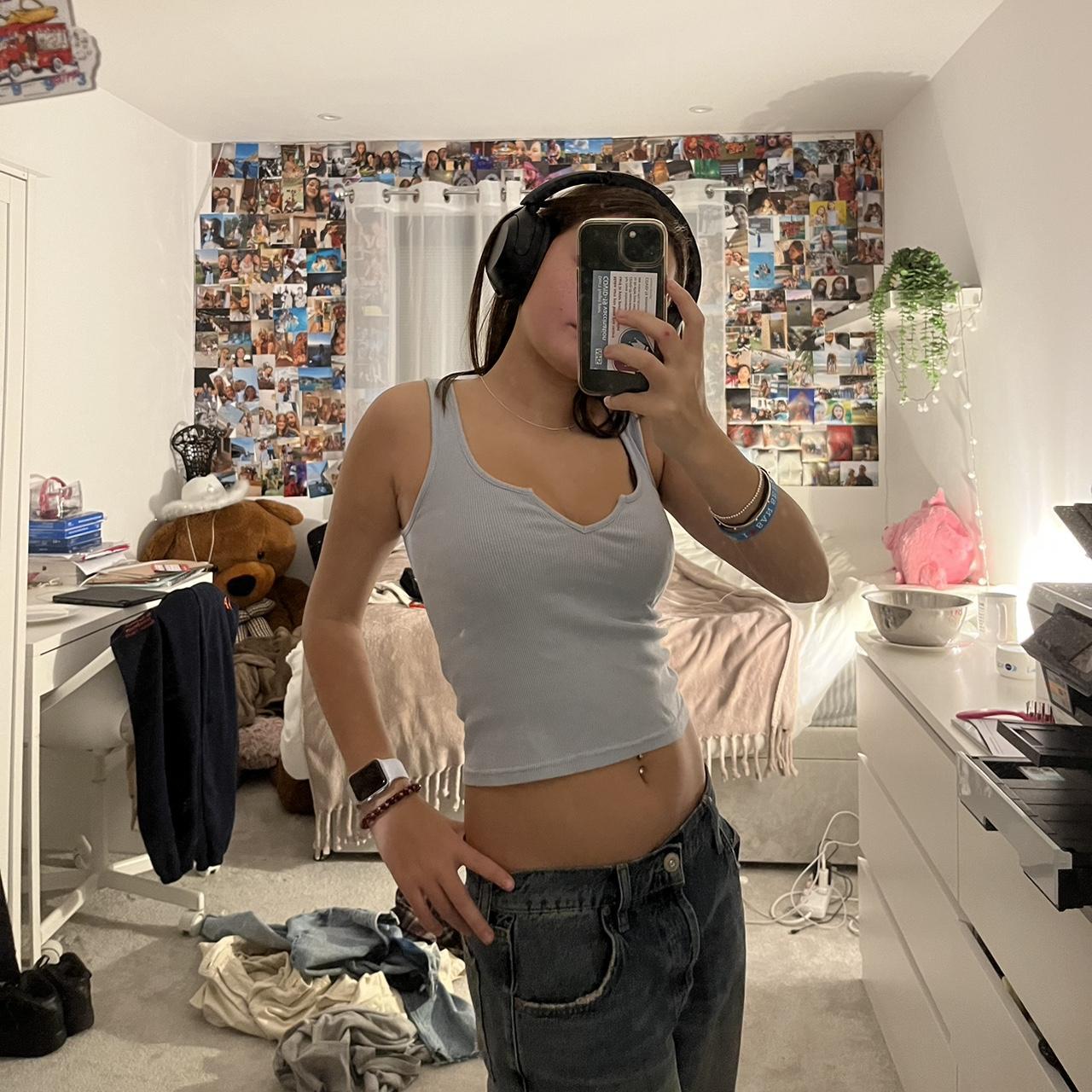 baby blue vest top from brandy melville worn a... Depop