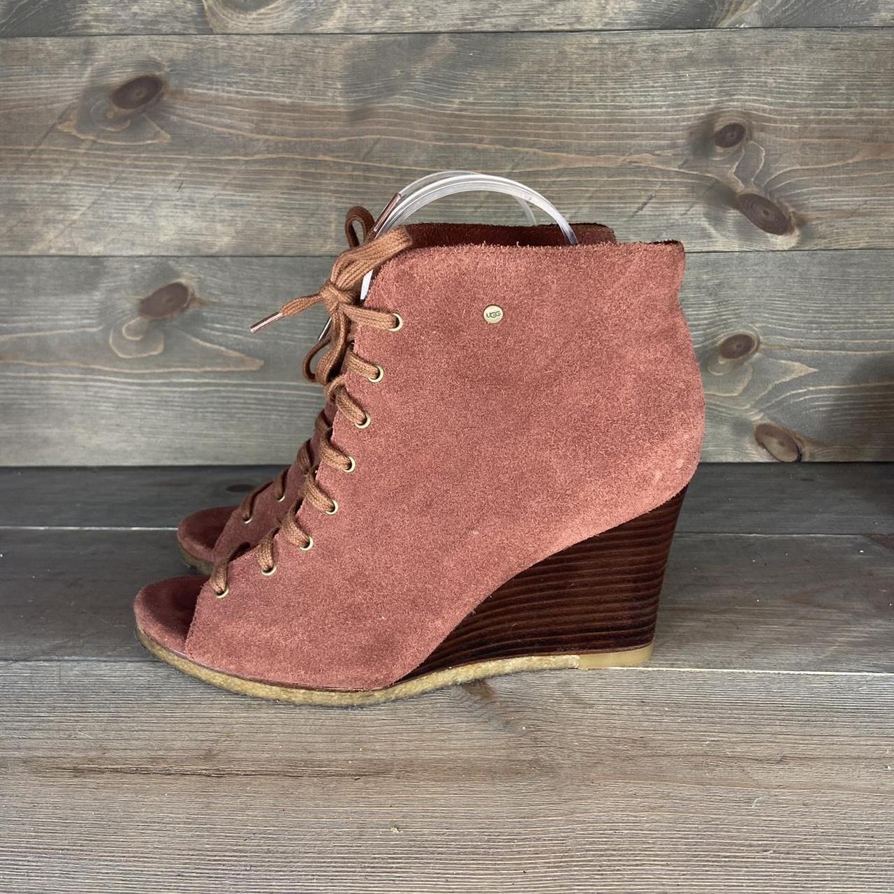 Ugg peep toe suede hot sale booties