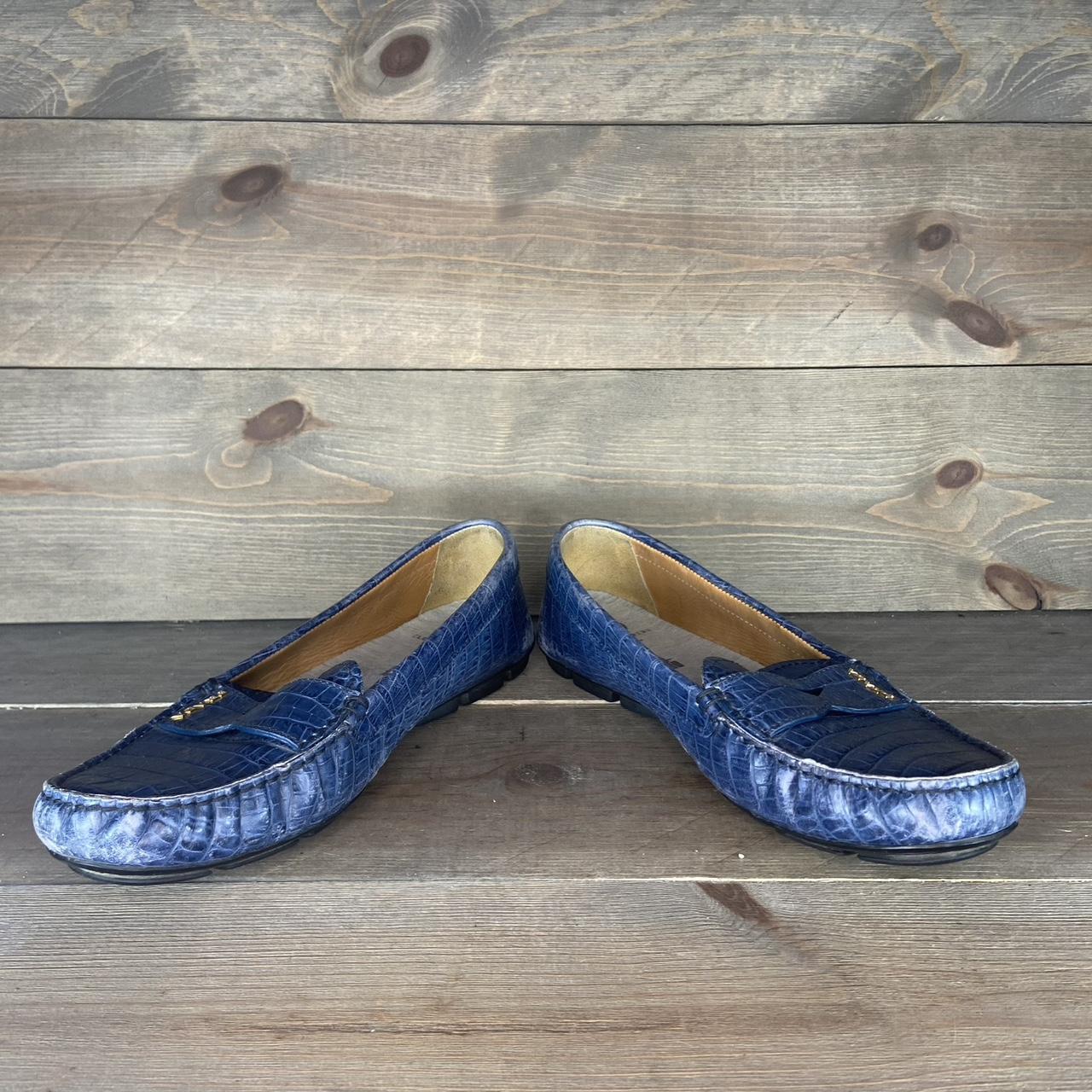 Prada blue outlet loafers