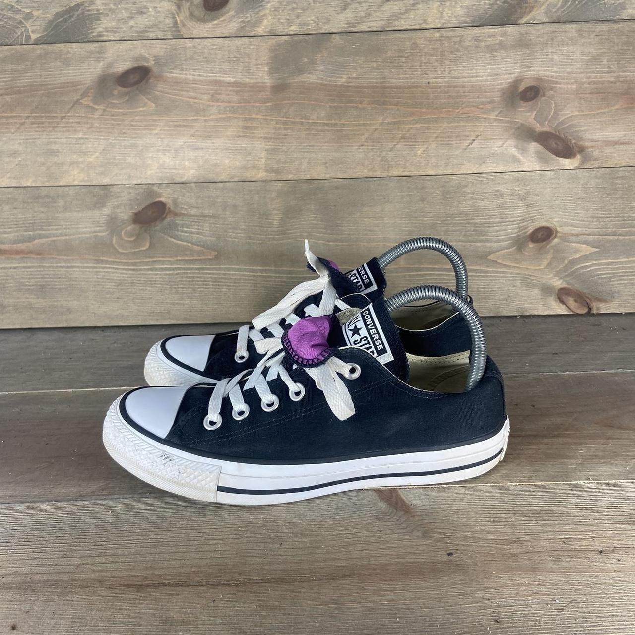 Converse double deals tongue black purple