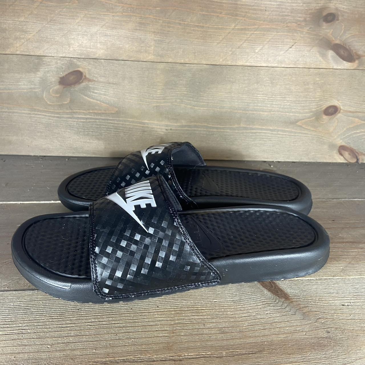 Nike benassi JDI womens size 10 shoes black slip on. Depop