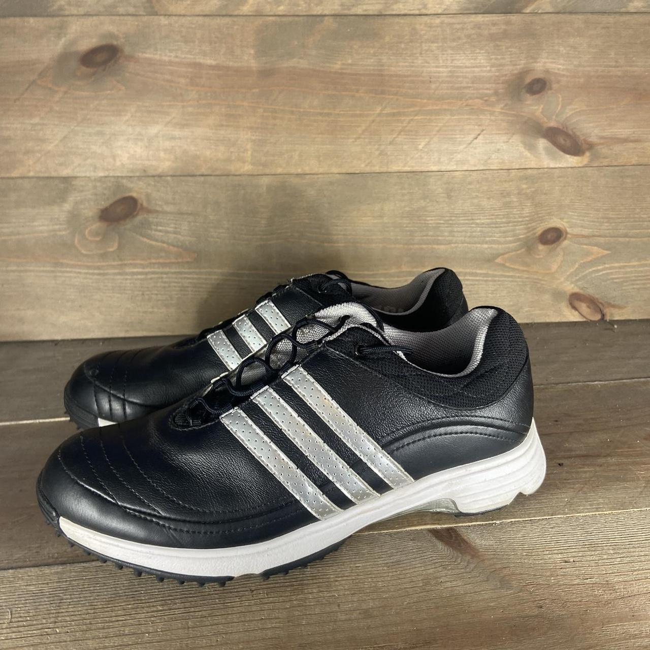 Adidas Womens size 7 golf cleats black leather. Depop