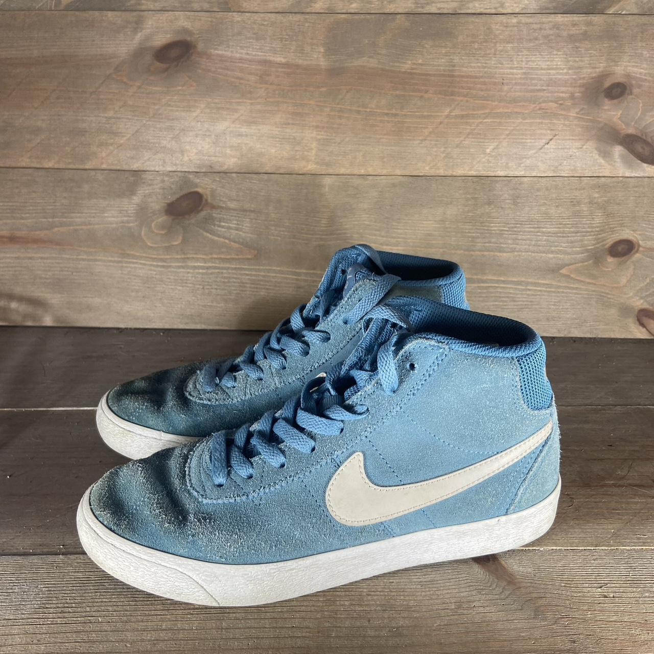 Nike sb bruin high Womens size 7 shoes blue suede. Depop