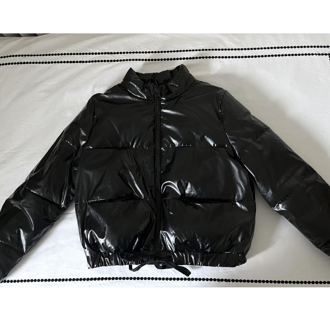 Black glossy puffer jacket from H&M! Gently worn, Depop