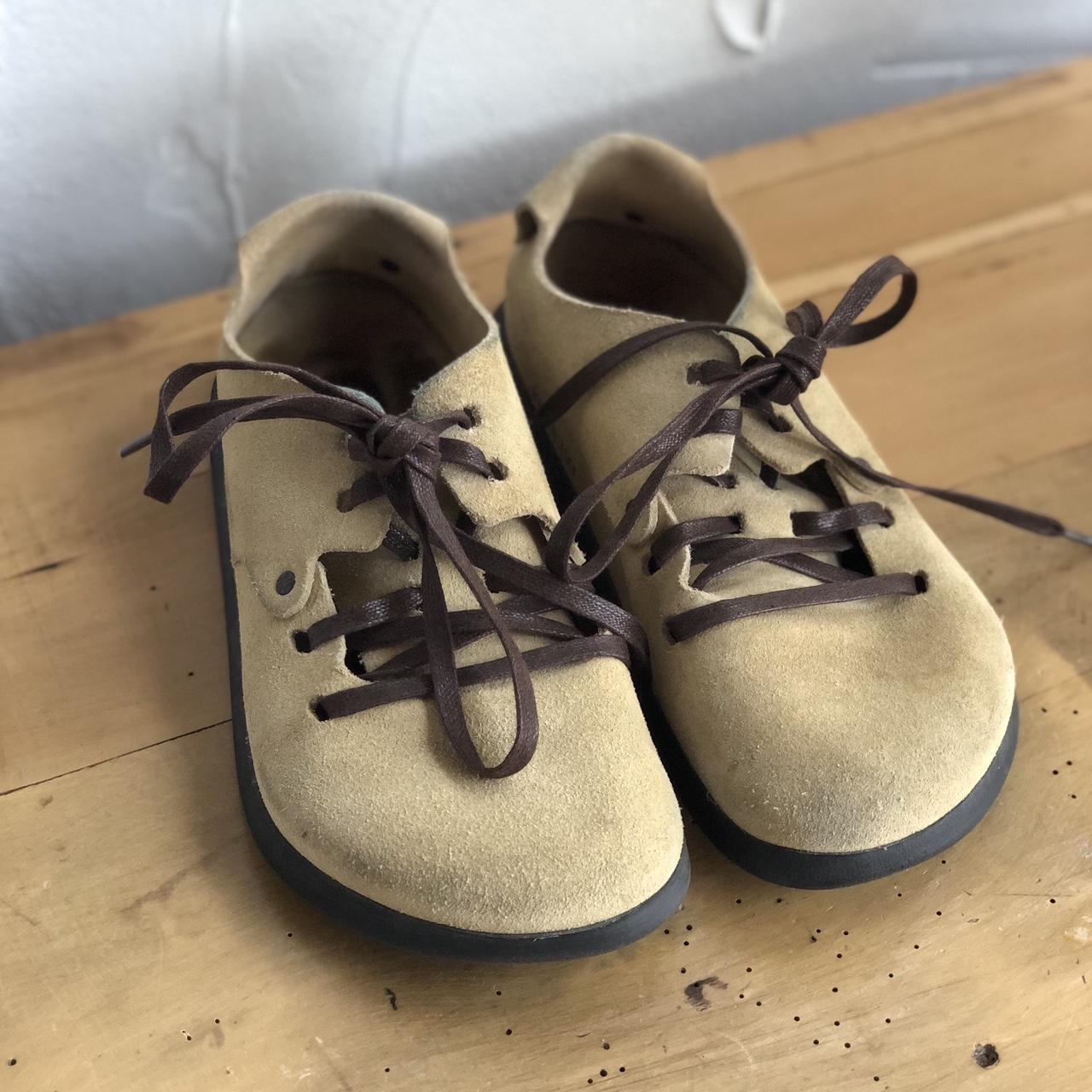 Birkenstock Montana Shoes in beige suede leather,... | Depop