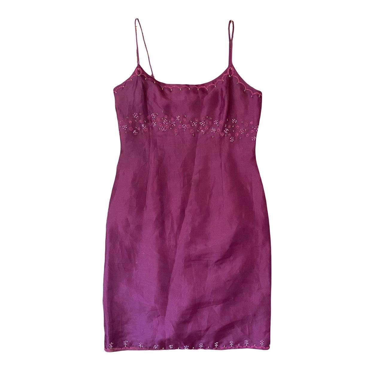 Metallic pink silk beaded dress Ann Taylor size... - Depop