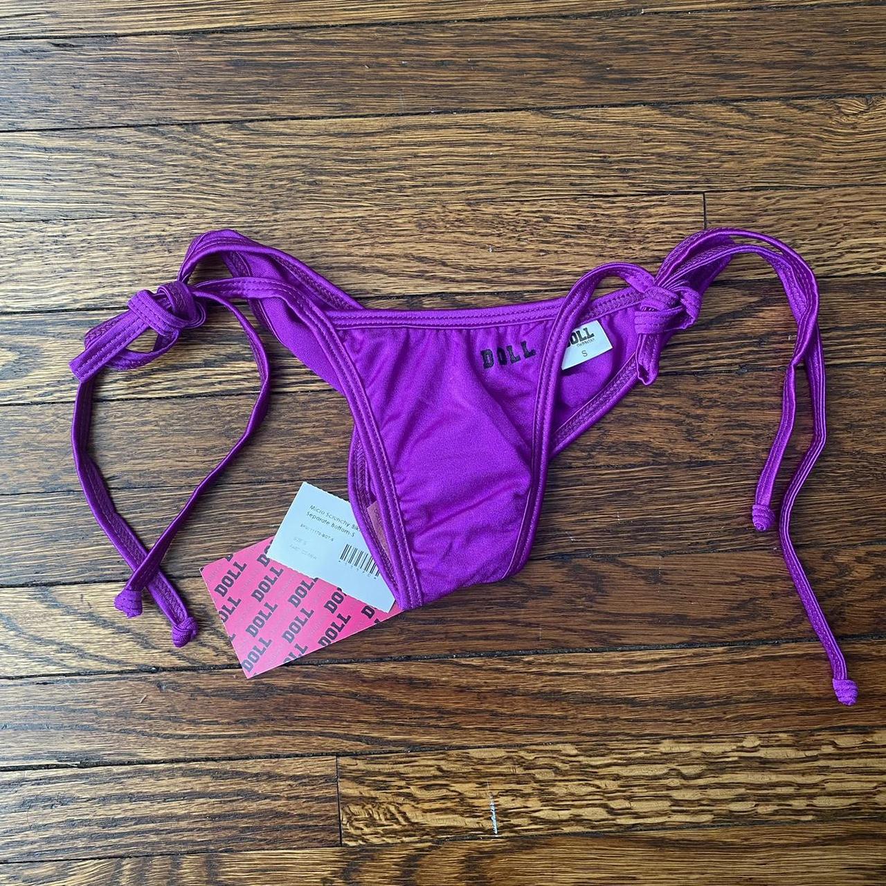 deadstock purple micro string bikini bottom size... Depop