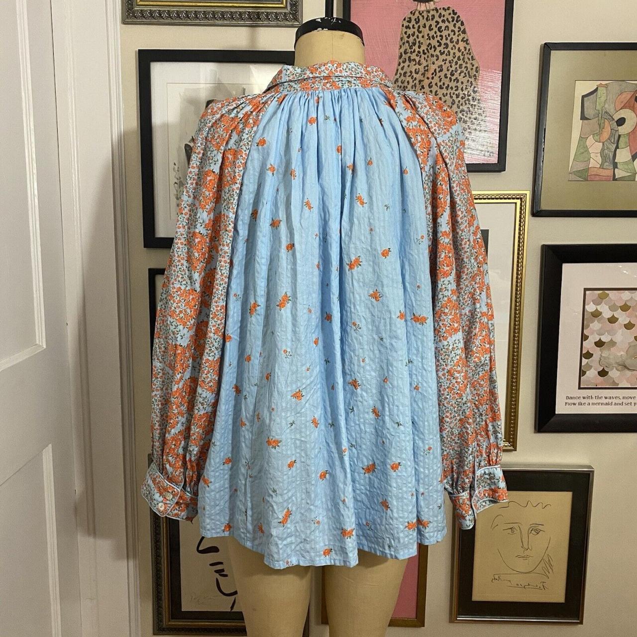 Roller Rabbit blouse in size XL. light blue with... - Depop