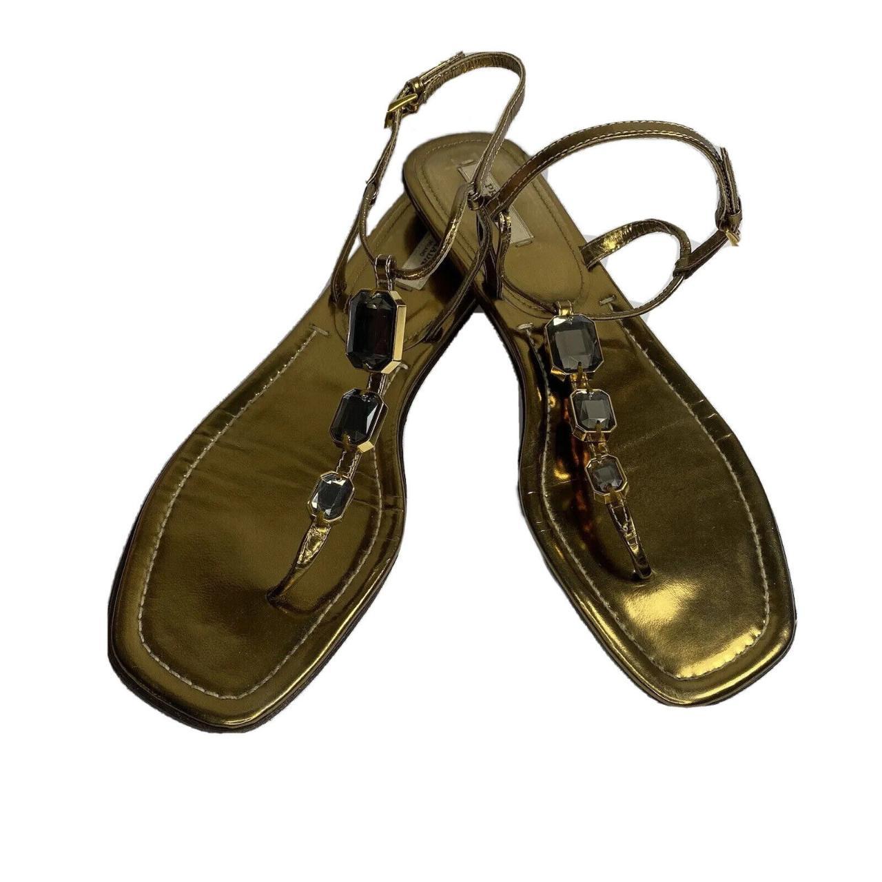 PRADA Women's Sandals Leather in Gold Size: EU 39