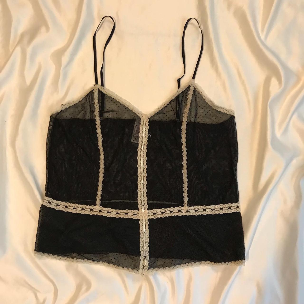 Lace and mesh coquette cami top Size M Condition... - Depop