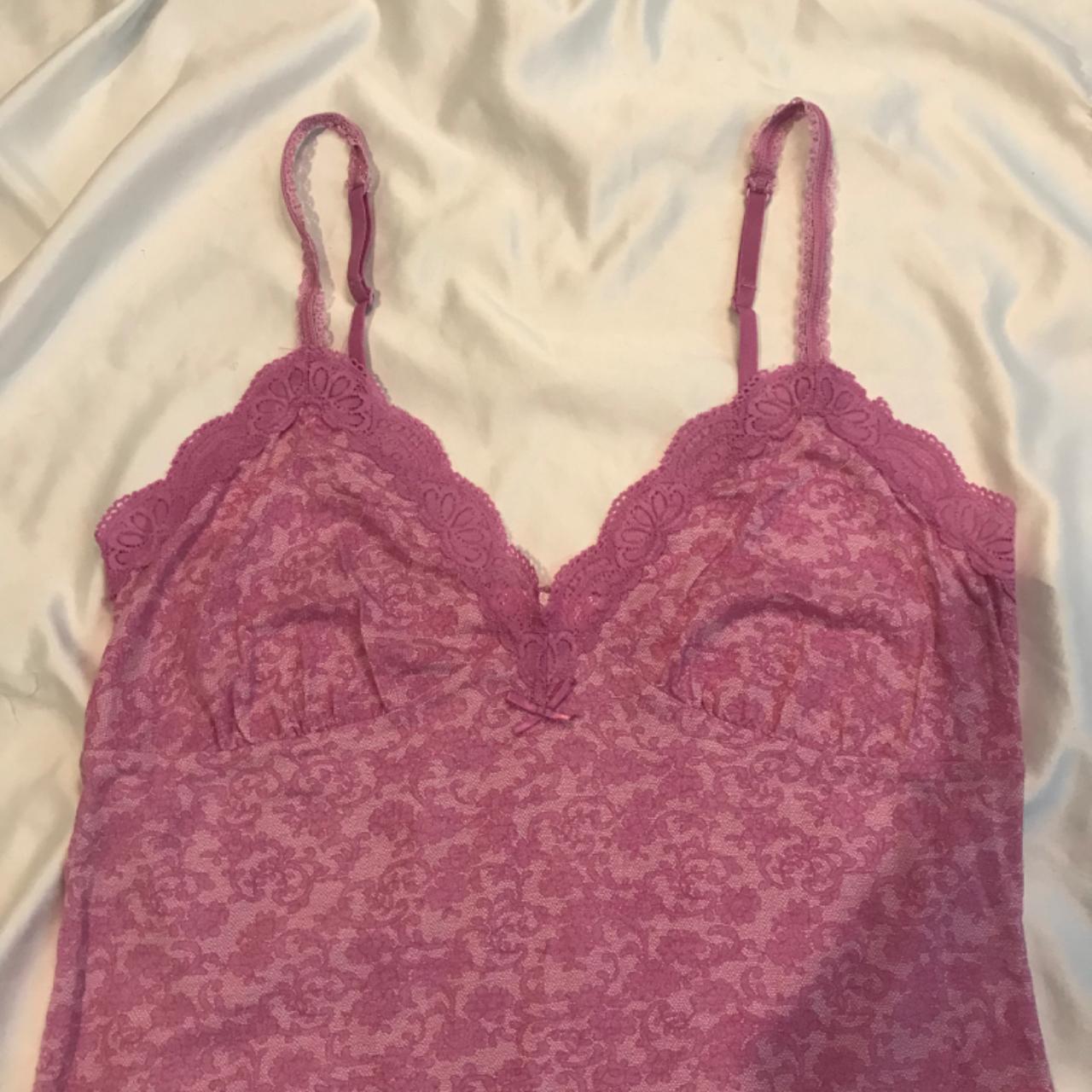 Vintage Victoria's Secret Angels Top With Pink Lace... - Depop