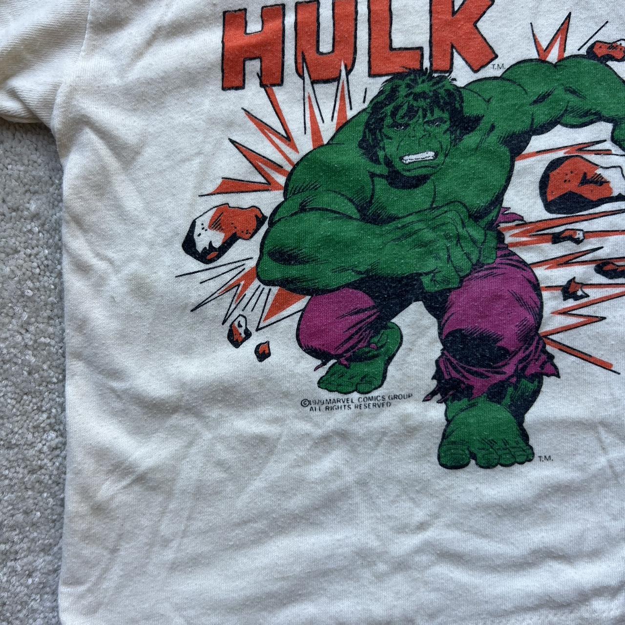 vintage 1979 incredible hulk kids ringer tee. size... - Depop