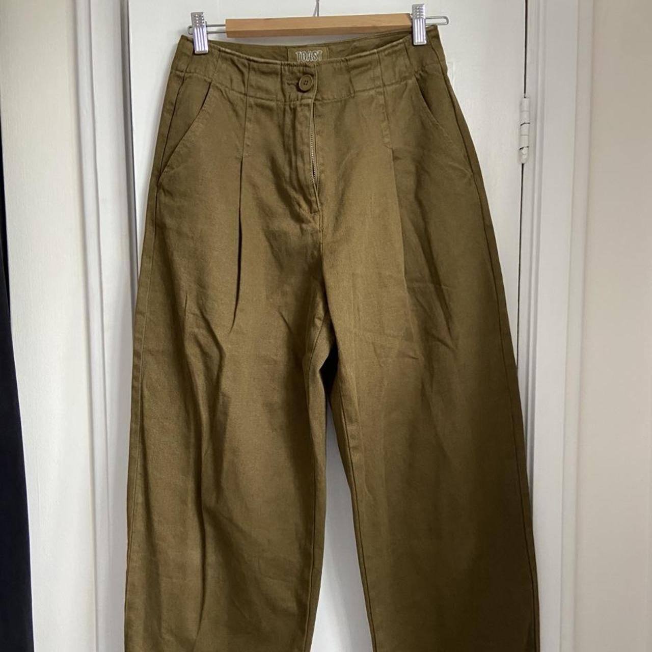 Toast garment dyed linen trousers in toffee, size 8,... Depop