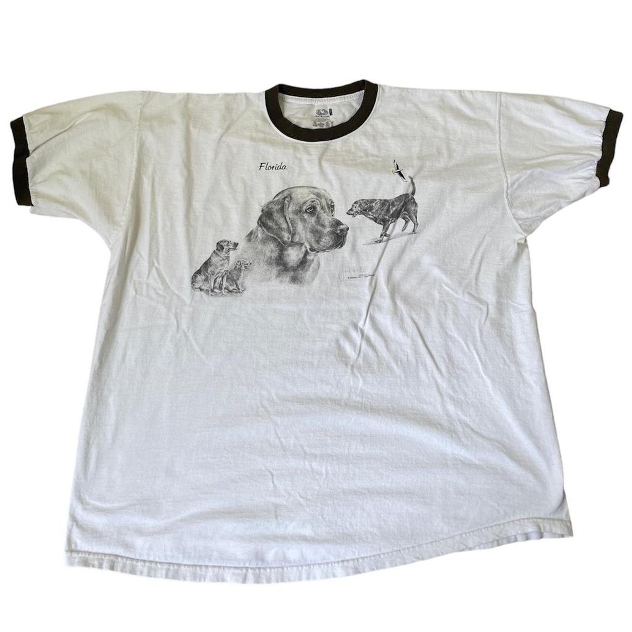 Fruit of the Loom Men's White and Brown T-shirt