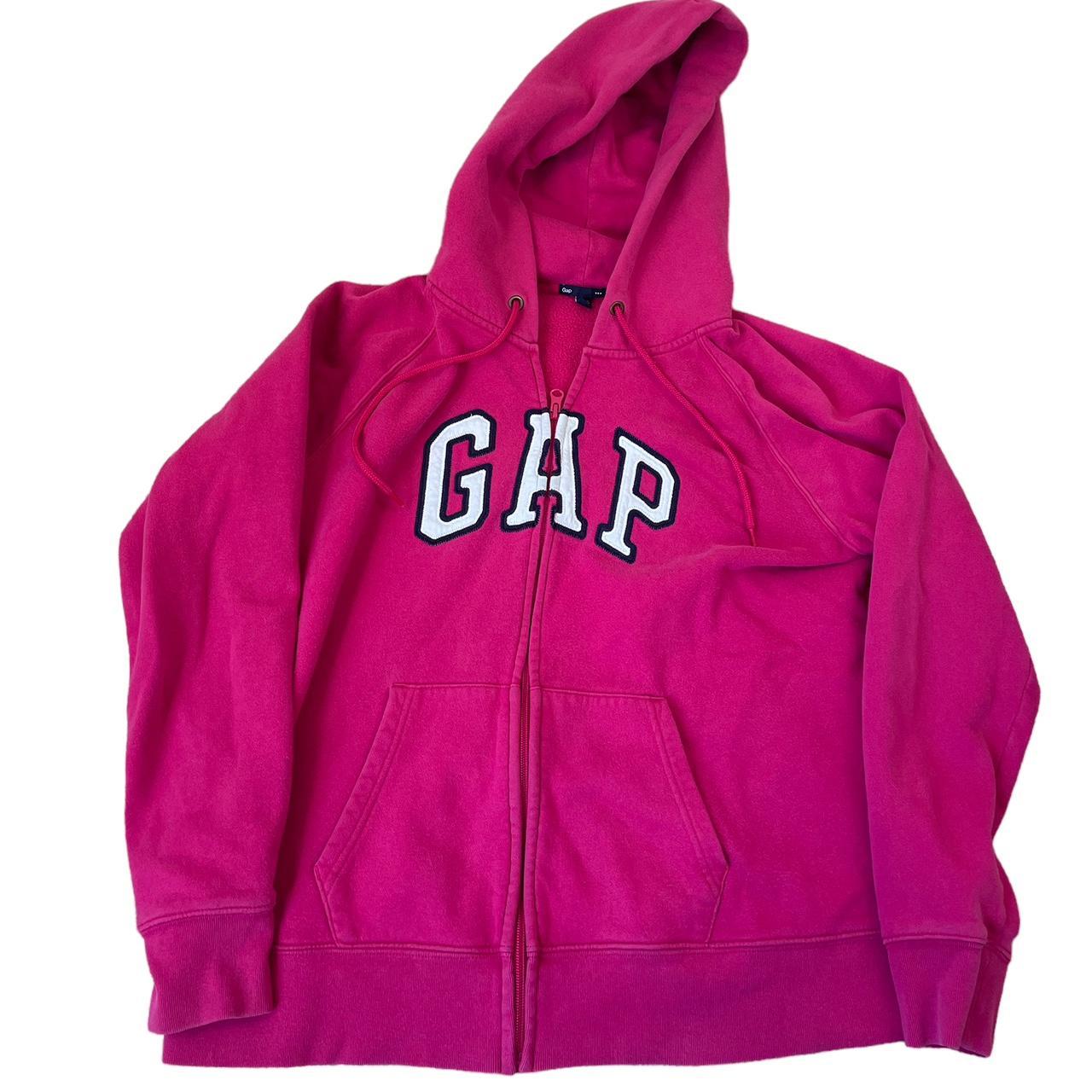 Gap Spellout Pink Zip Up Spellout Hoodie Womens XL... - Depop