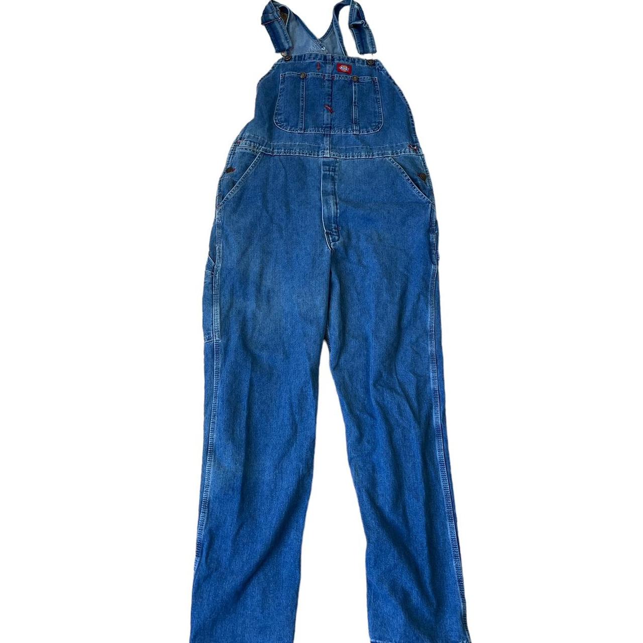 Dickies Overalls Mens 32x32 Dark Blue Denim Bib... Depop