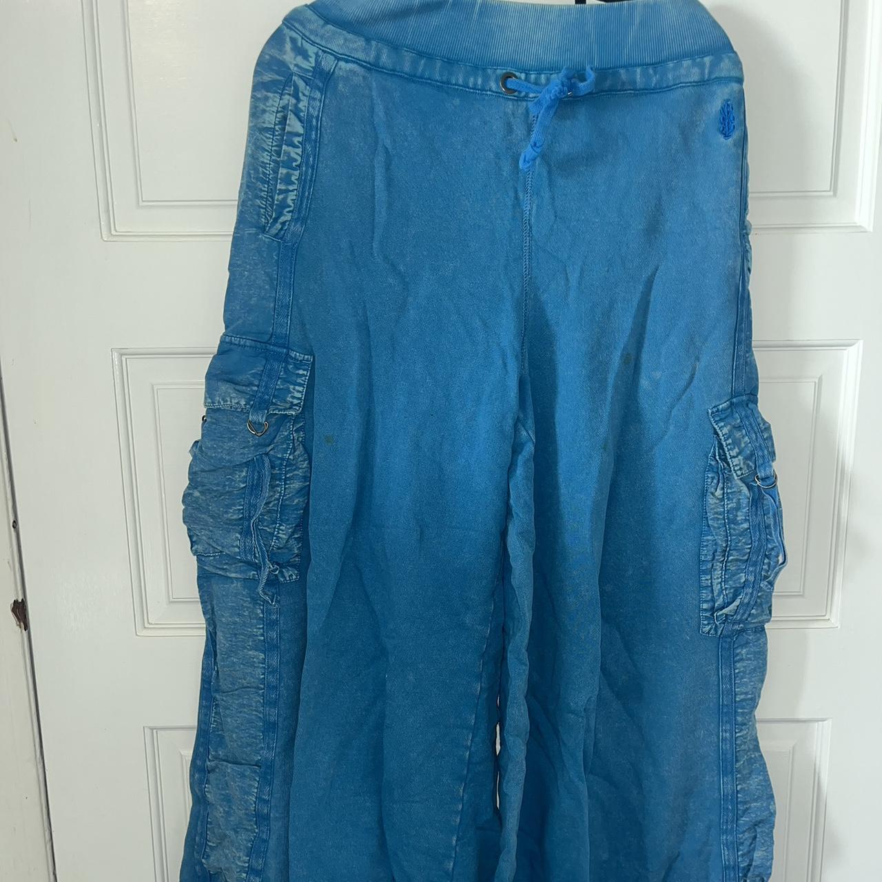 blue free people lexi hidalgo cargo pants... - Depop