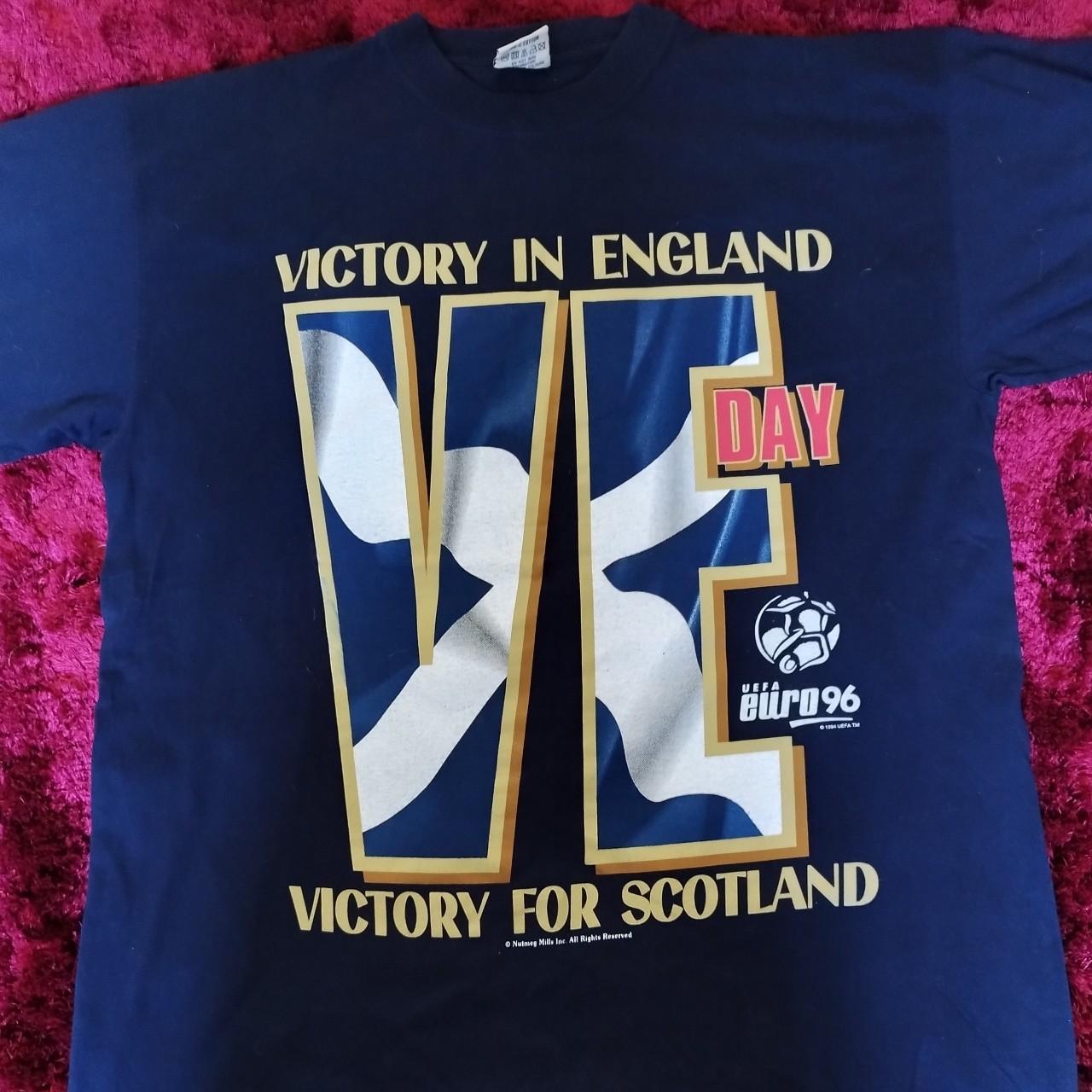 vintage euro 96 nutmeg mills t shirt navy blue... Depop