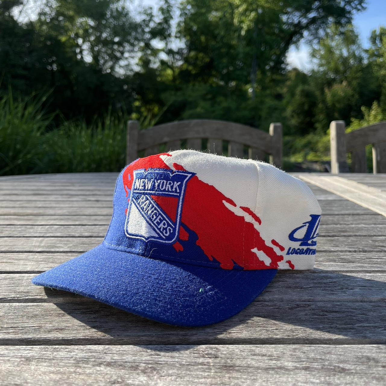 90s y2k OLD Ralph Lauren CAP indigo USA製 Vintage 90s New York Rangers logo athletic splash | Depop