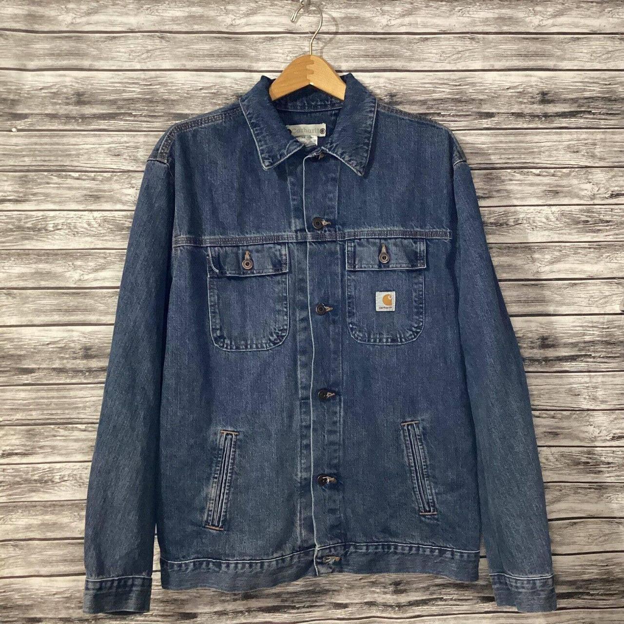 Carhartt J186 Denim Jacket Mens XL Blue Workwear... - Depop