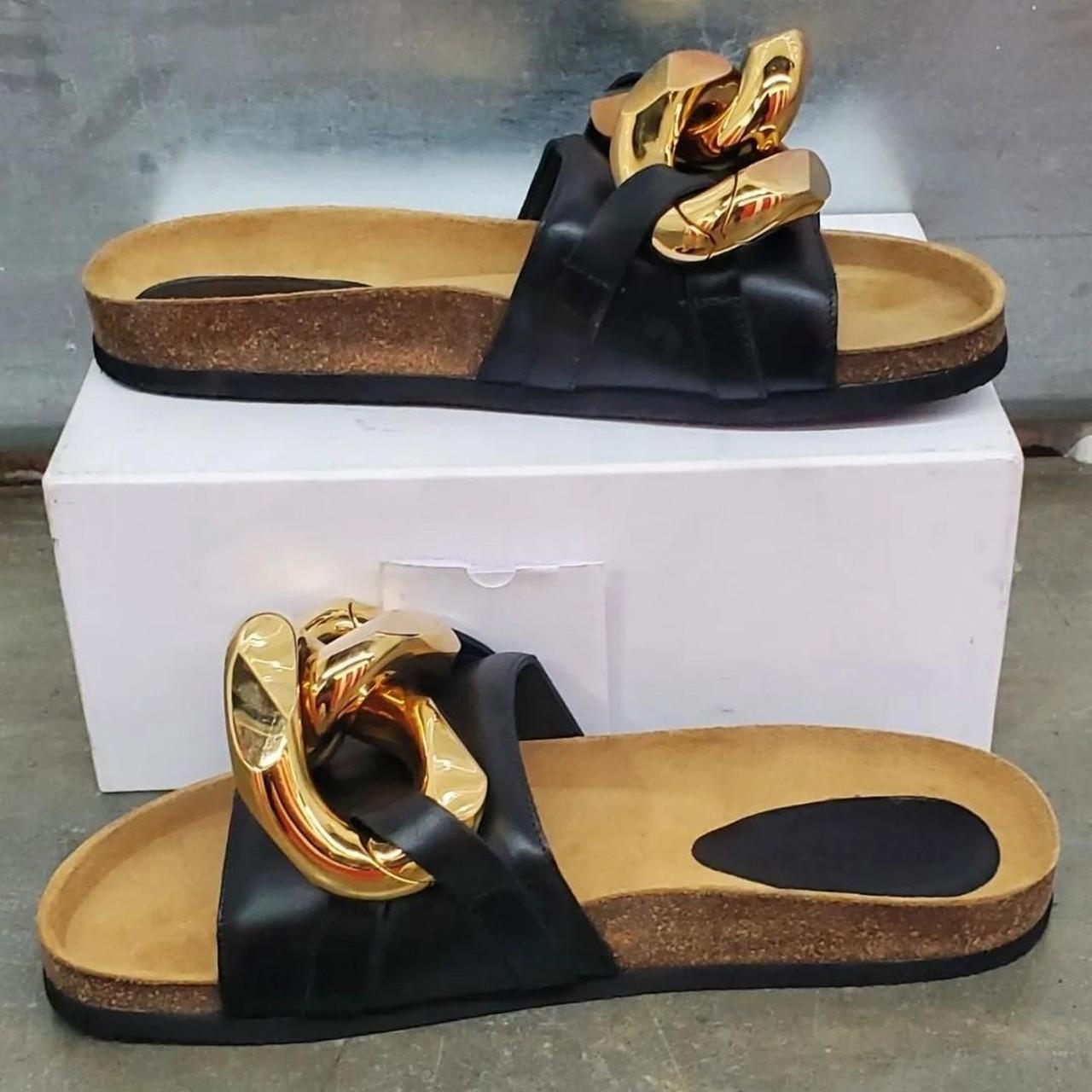 JW Anderson Chain Loafer Slides Black & Gold Size EU | Depop