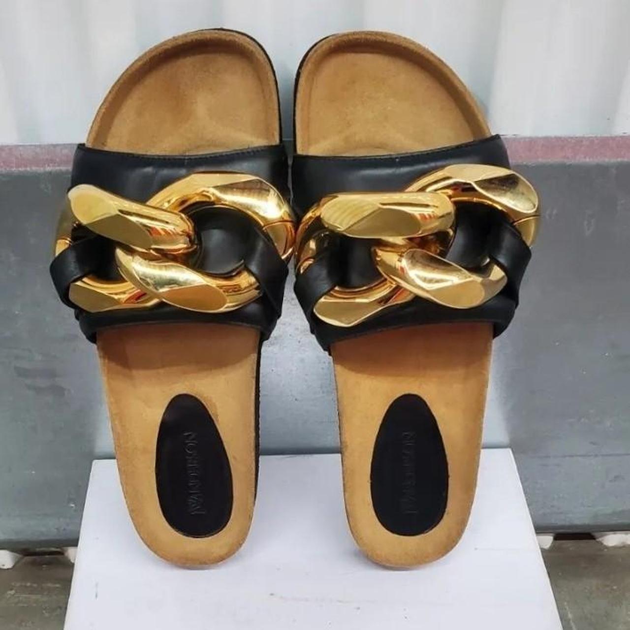 JW Anderson Chain Loafer Slides Black & Gold Size EU | Depop