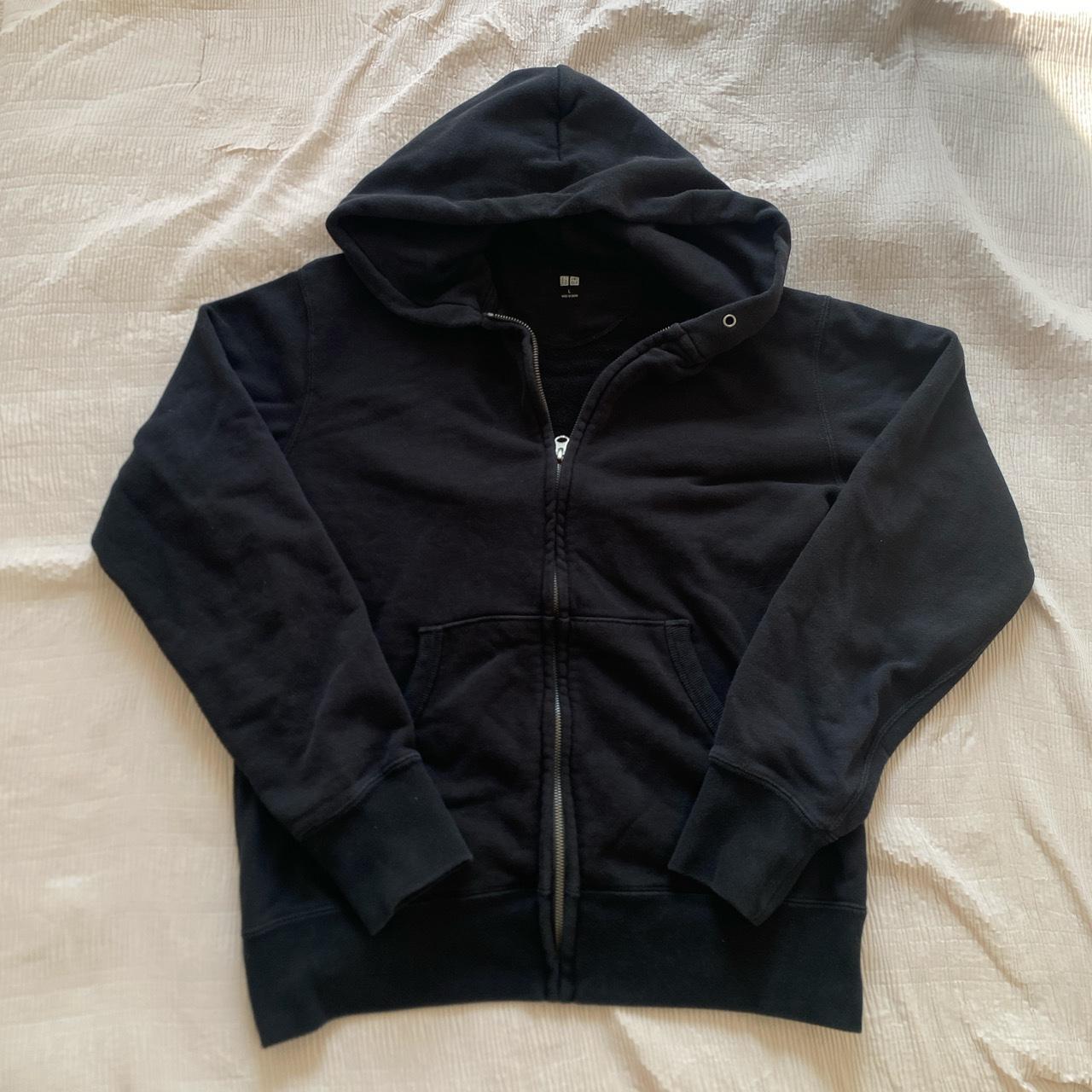 Black Uniqlo Zip Up Hoodie no flaws great for... - Depop