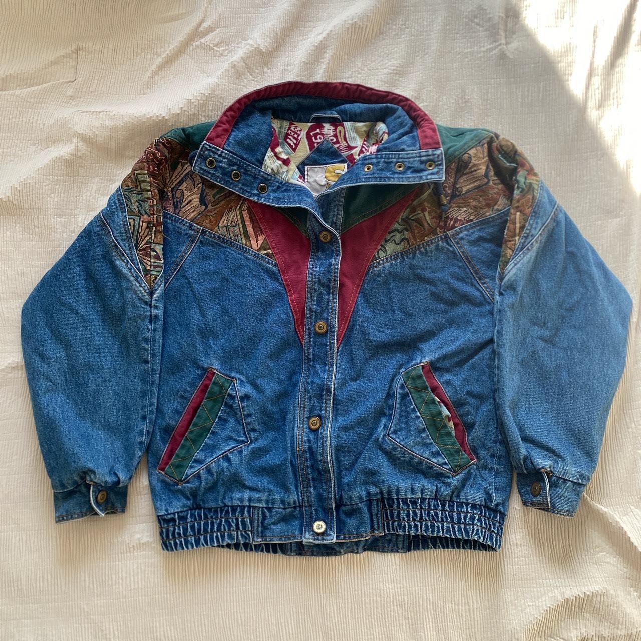 Vintage Patterned Denim 90s Current Seen Jacket - Depop