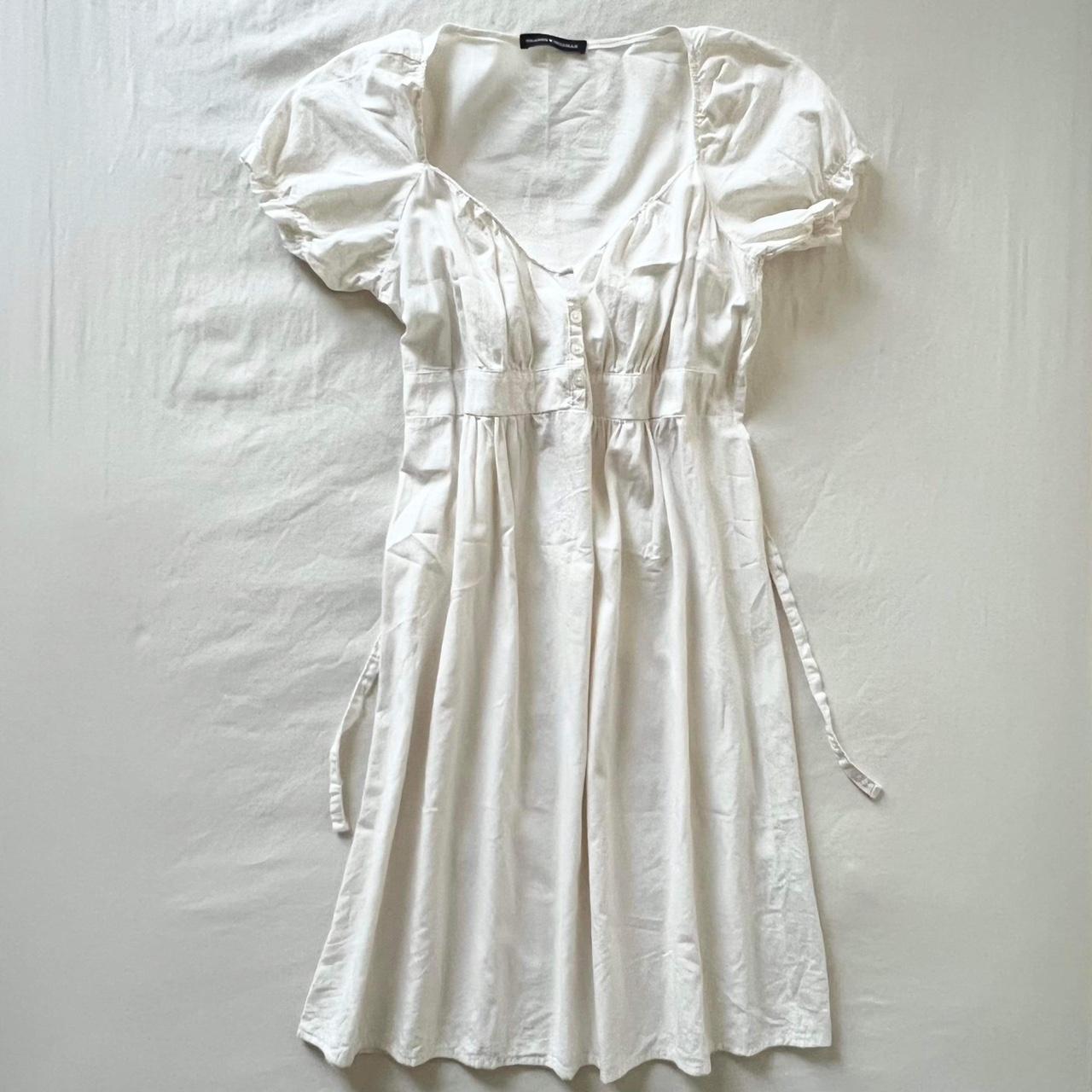 Brandy Melville Blair white cotton puff sleeve dress... - Depop