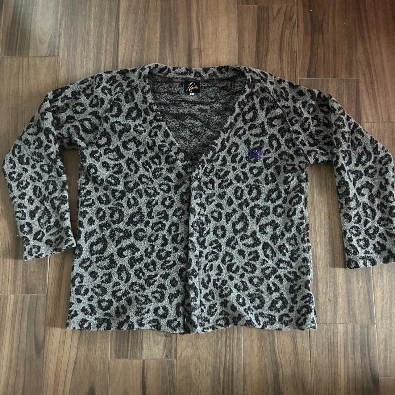 Pink and outlet grey leopard cardigan